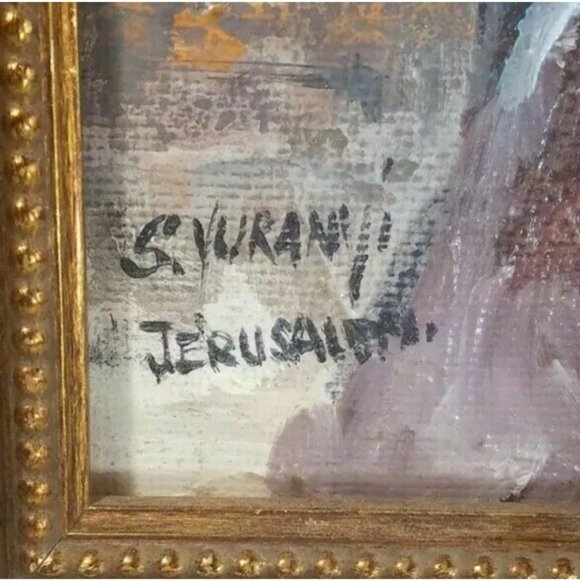 Vintage Old Man Portrait Oil Painting on Board Signed S. Vuranyi Jerusalem 21" - Picture 5 of 11